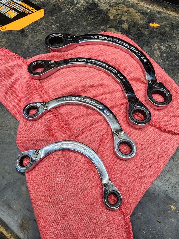 Gearwrench 4 Piece SAE 3/8 - 7/8 Half Moon Double Box Reversible Ratcheting Wrench Set 9840