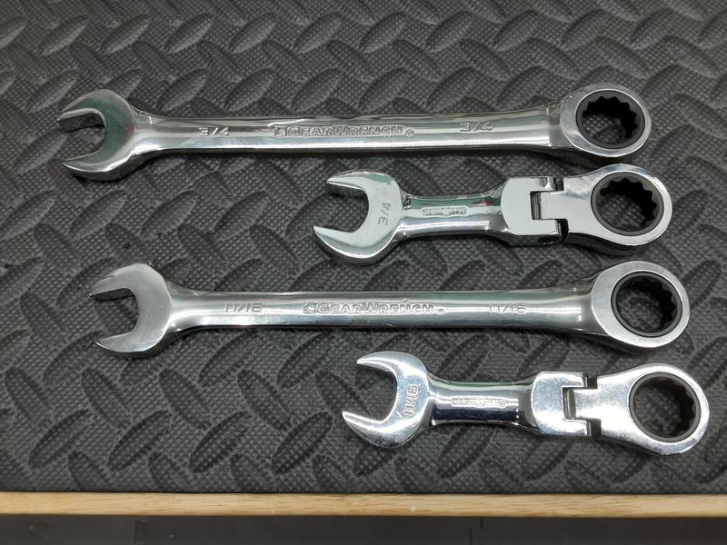 7 Pc. 72T Stubby Flex Head Ratcheting SAE Wrench Set