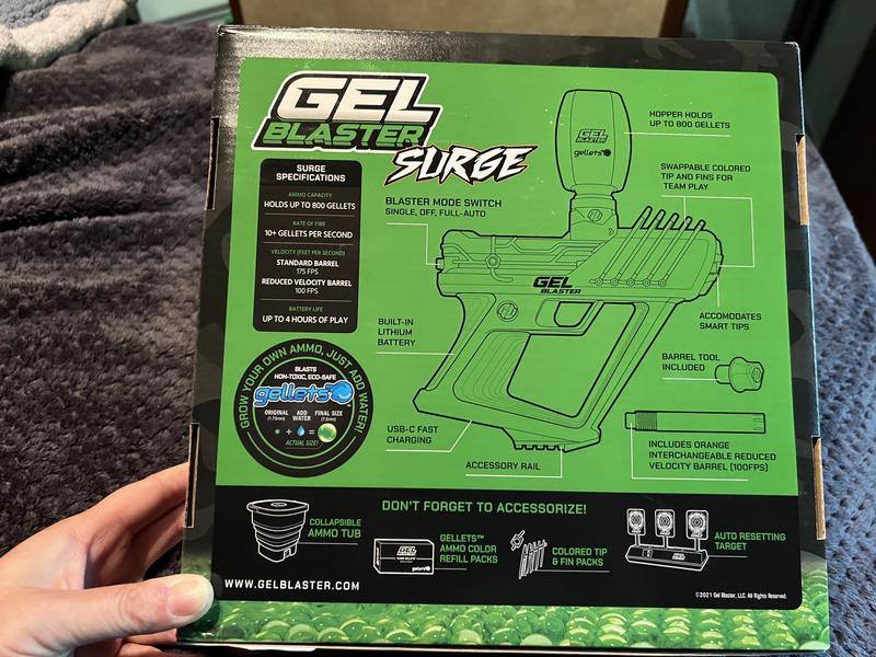 Gel Blaster SURGE 1.5, Electric Green, Water-Based Gellet Blaster with  10,000 Electric Green Gellet Pack