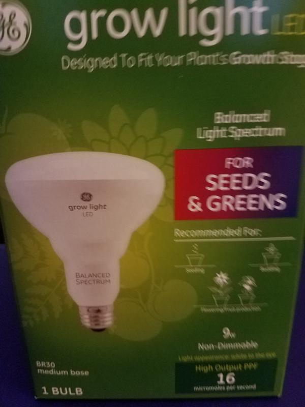 GE Grow LED Light Bulbs for Seeds and Greens BR30 Bulbs 9 Watts