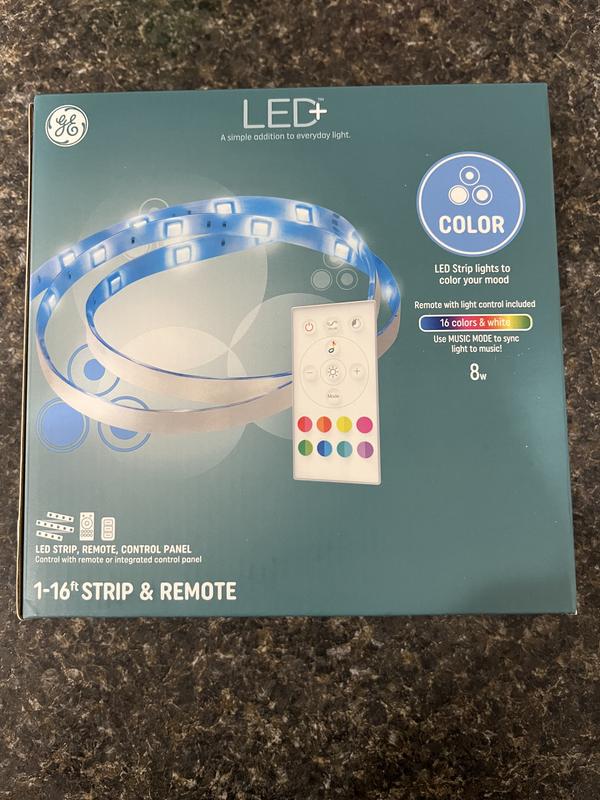 GE LED+ Full Color Strip Light, 8W, Remote and Control Panel (1-Pack)