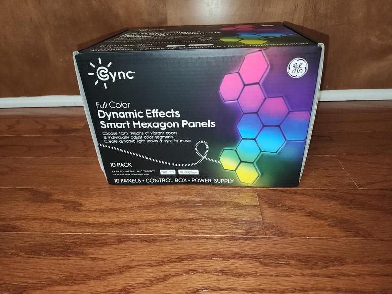 GE CYNC Dynamic Effects Full Color Smart Hexagon Panels, Works with Google  Assistant and  Alexa, Bluetooth and Wi-Fi Enabled (7 Pack)