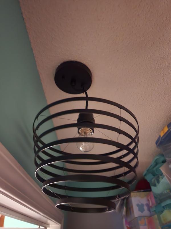 GE Inverted Spiral Black Industrial Bowl LED Large Hanging Pendant ...