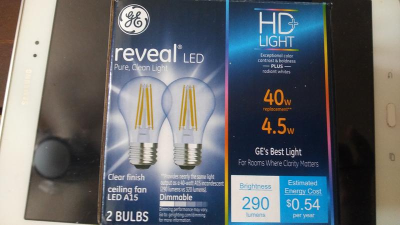 GE Reveal HD+ LED 40 Watt Replacement, Reveal, A15 Ceiling Fan Bulbs (2 Pack )