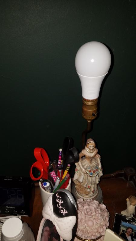 Light bulb on my bedside table