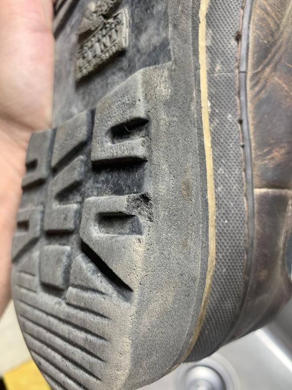 3 weeks old and missing chunks and squeaky soles.