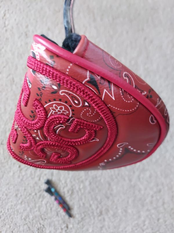 EMBOSSED SKULL & TEES LEATHER MALLET HEADCOVER | GOLF HEAD COVERS