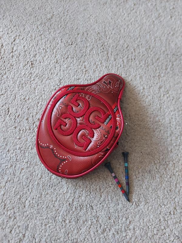 EMBOSSED SKULL & TEES LEATHER MALLET HEADCOVER | GOLF HEAD COVERS