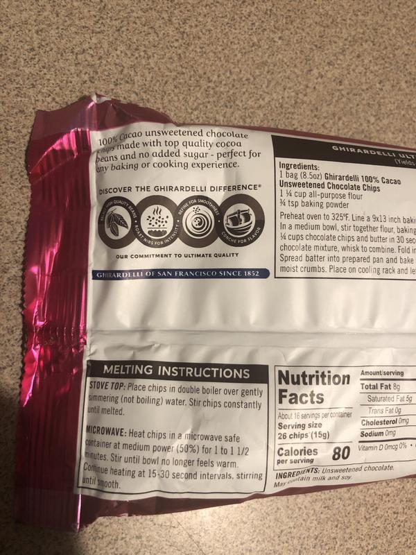 Ghirardelli 100 Cacao Unsweetened Chocolate Chips 8 5 Oz Qfc