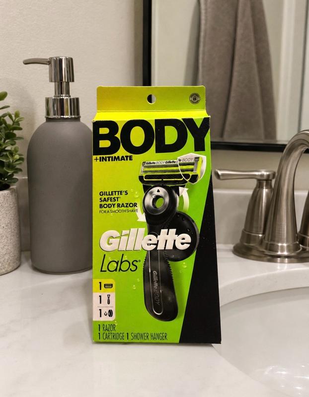 GilletteLabs Body and Intimate Razor For Men with Magnetic Shower