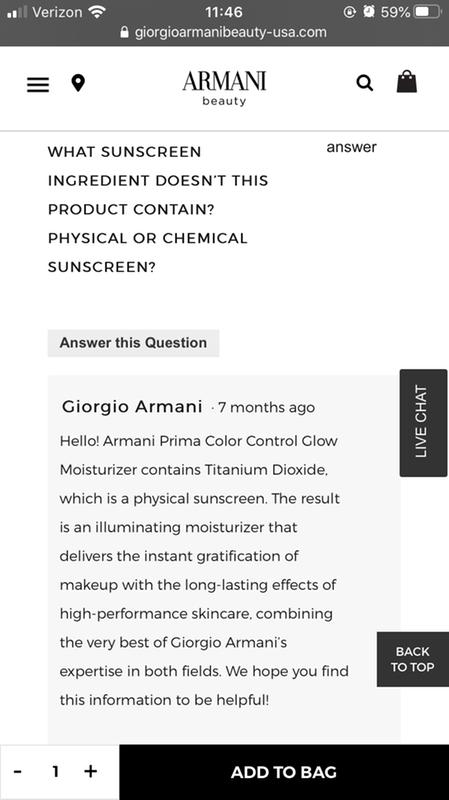 Giorgio Armani Prima Color Control Glow Moisturizer SPF 35, 1-oz