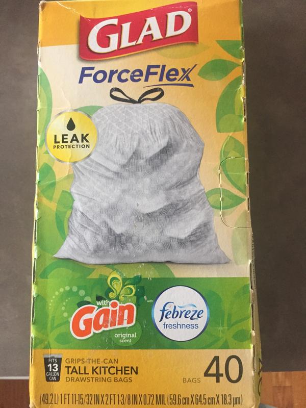 Glad ForceFlex Tall Kitchen Trash Bags, 13 Gallon, 80 Bags (Unscented) 