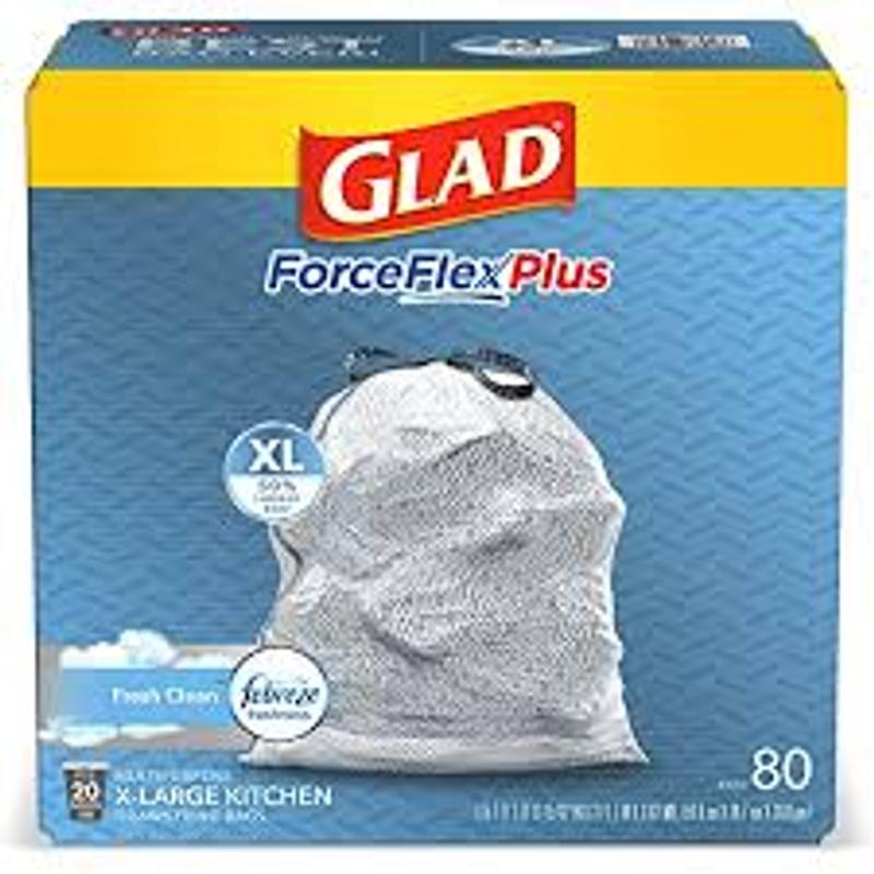 Glad ForceFlex MaxStrength Tall Kitchen Drawstring Trash Bags - Eucalyptus  Mint - 13 Gallon/45ct 45 ct; 13 gal