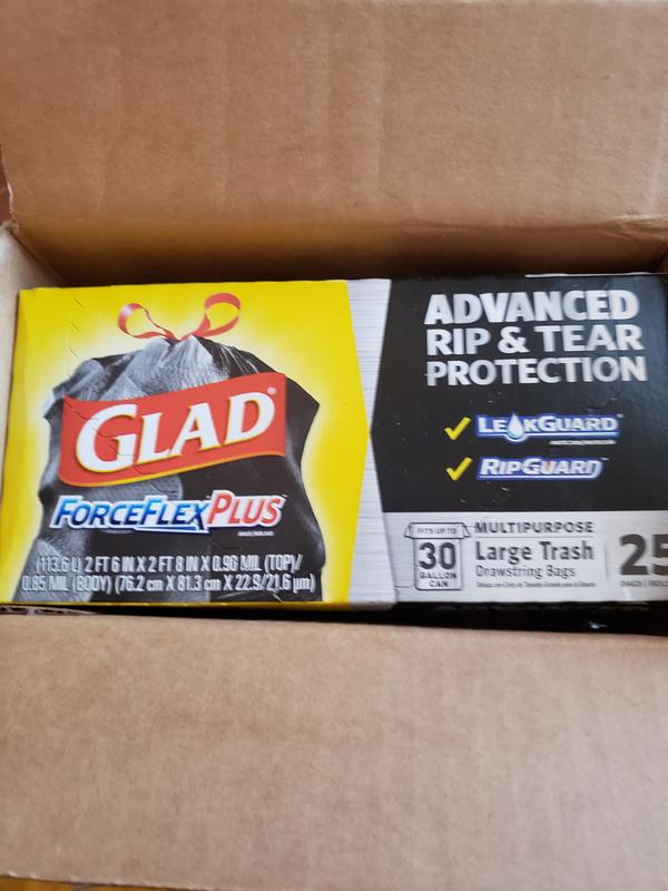 Glad ForceFlex + Large Drawstring Black Trash Bags - 30 Gallon - 68ct 30 gal,  68 ct