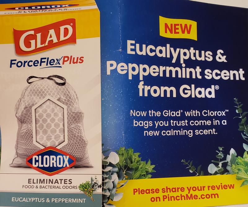 Glad 13 Gal Eucalyptus & Peppermint Drawstring Kitchen Tall Trash