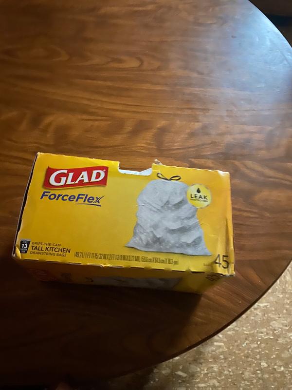 Glad Tall Kitchen Trash Bags, 13 Gallon, 45 Bags (ForceFlex, Unscented) 