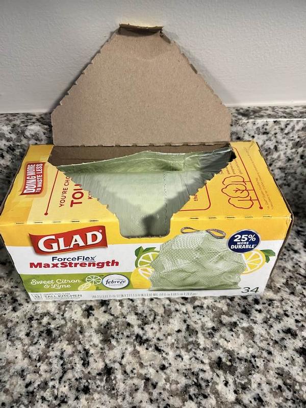 Glad Force Flex MaxStrength 13-Gallons Febreze Sweet Citron and Lime Green  Plastic Kitchen Drawstring Trash Bag (45-Count)