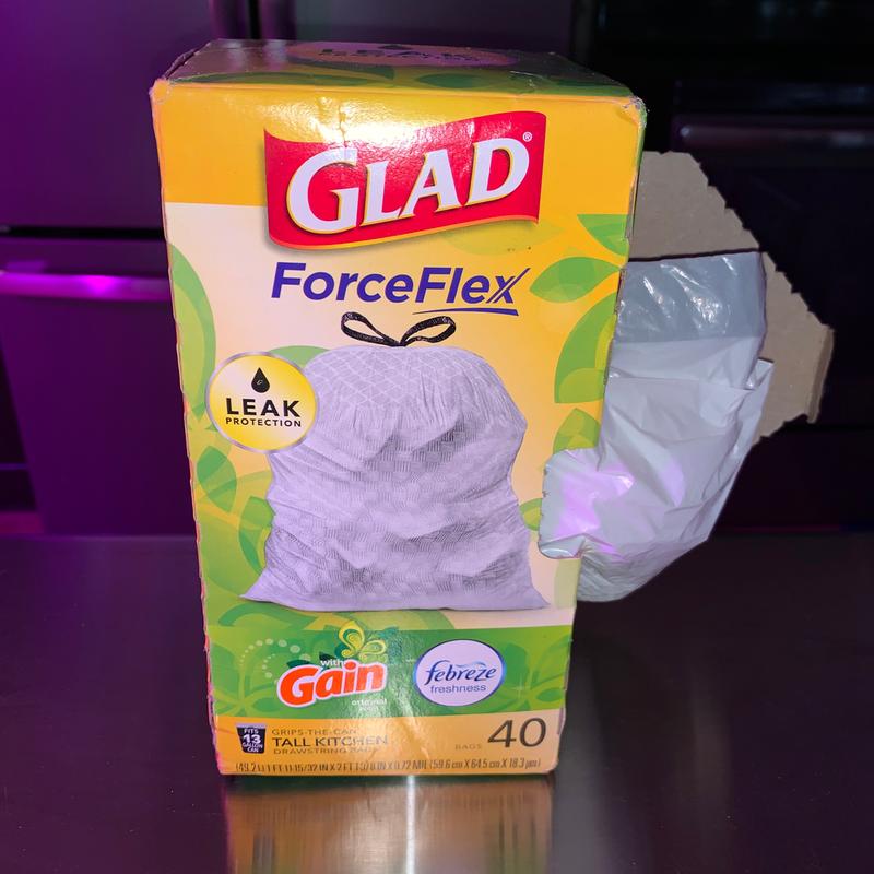 Glad ForceFlex with Febreze Gain Original Scent Tall Kitchen Drawstring Trash  Bags, 80 ct - City Market