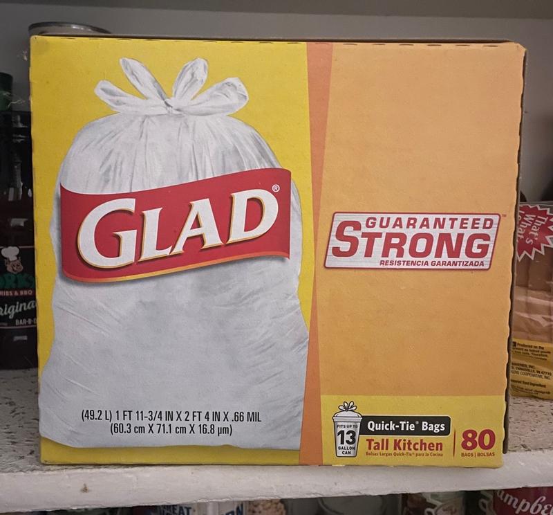 Glad 68-Count 13 Gallon Quick-Tie Trash Bag - 10012587224356