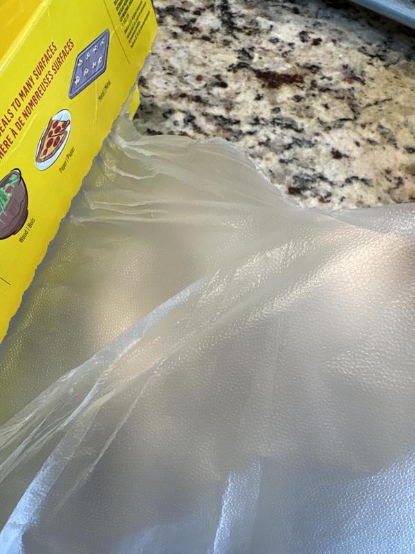 No stick once cold. Impossible to tear properly, even with a scissors!