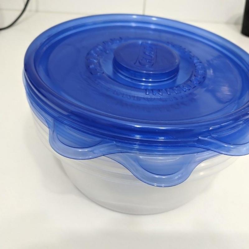 Lot of 4 FOUR Glad 3-1/8 cup 25 ounce Food Storage Containers Blue