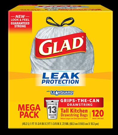 Glad ForceFlex Trash Bags, Tall Kitchen Drawstring, 13 gal - Gray, 24 in x  28 in - Simply Medical