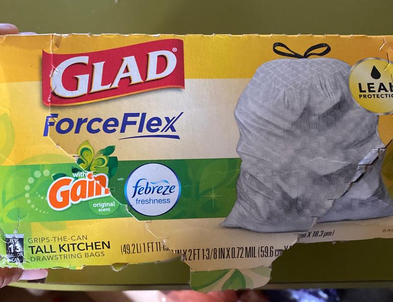 Glad Tall Kitchen Drawstring Grey Trash Bags - ForceFlex Plus With , Lemon  120ct