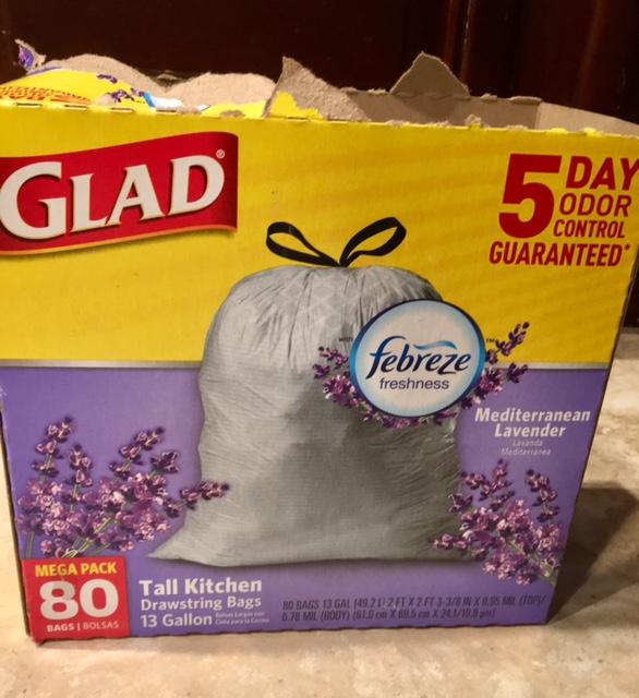 Glad Odor Shield Mediterranean Lavender Kitchen Drawstring Bags 80 ct box, Trash  Bags