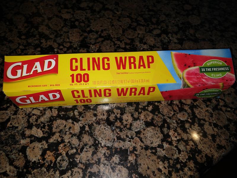 Glad Cling Wrap Plastic Wrap, 300 Square Foot Roll, Clear, 12/Carton  (00022)