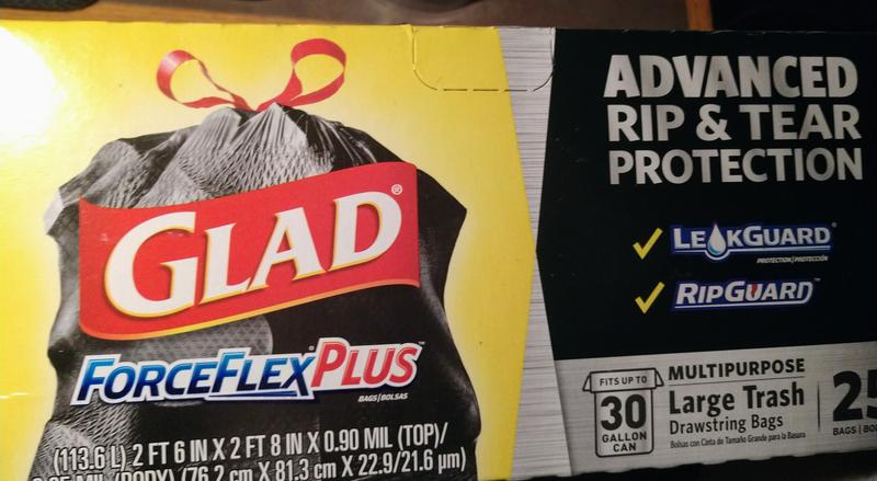 Glad ForceFlex + Large Drawstring Black Trash Bags - 30 Gallon - 68ct 30 gal,  68 ct