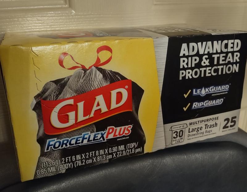 Glad ForceFlex + Large Drawstring Black Trash Bags - 30 Gallon - 68ct 30  gal, 68 ct