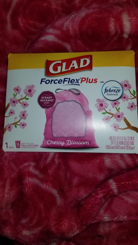 Glad 13 gal ForceFlex Plus Tall Kitchen Drawstring Trash Bags Cherry  Blossom (45 ct) Delivery - DoorDash