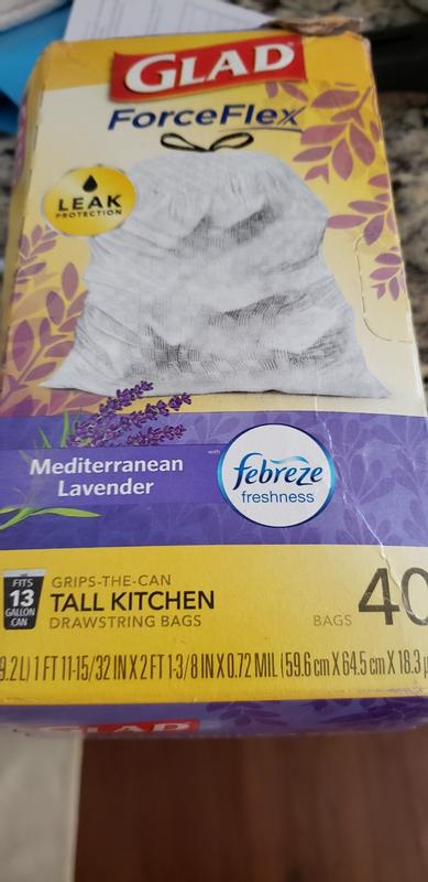 Glad ForceFlex Tall Kitchen Drawstring Trash Bags - Febreze Mediterranean  Lavender