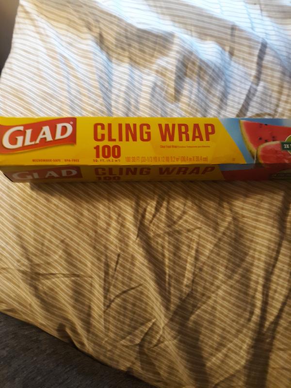 Glad Cling Wrap Plastic Wrap, 300 Square Foot Roll, Clear, 12/Carton  (00022)