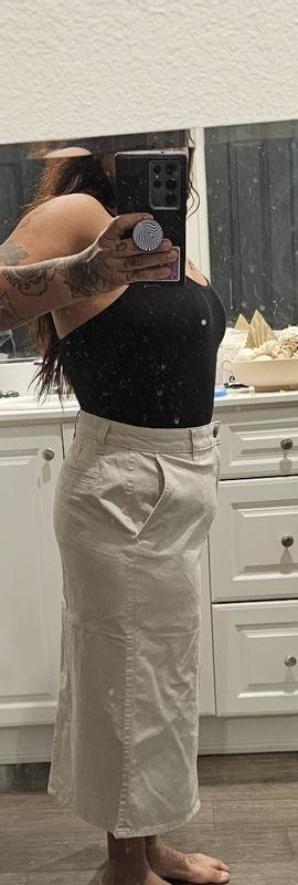 Velours & lace midi skirt (khaki) - MARGE Online Shop