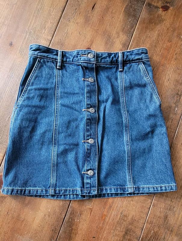 スカート sheller front pocket denim mini skirt OPPHEDY Women's Denim Short Skirt Button with Pocket Mini