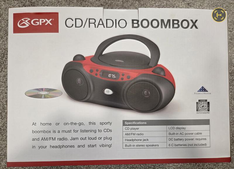 GPX 232R Sports CD AM/FM Boombox, Red