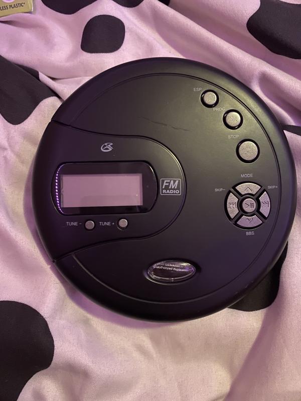 Renewed Black GPX PC332B Portable CD Player with Anti-Skip Protection FM Radio and Stereo Earbuds 