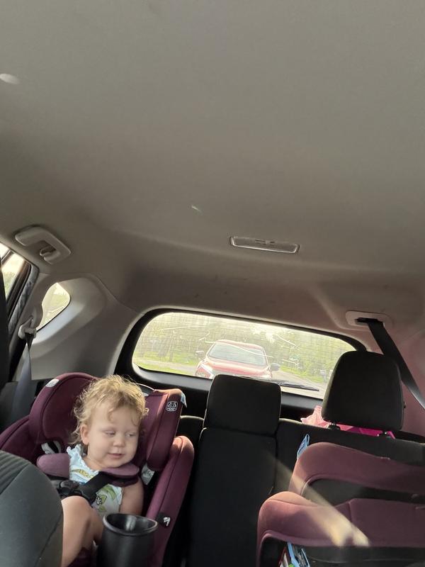 One forward facing and one rear facing on right with 23 month toddler and 8 month old infant.
