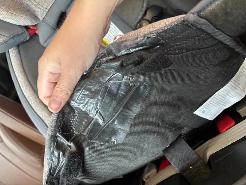 This is the seat pad the child sits on where it Velcros underneath to the other part of the cover. I was just going to try to replace the cover, but the reviews on the replacements are just as bad with this same exact issue.
