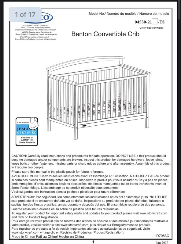 Reviews for Graco Benton White 4 in 1 Convertible Crib Pg 1 The Home Depot