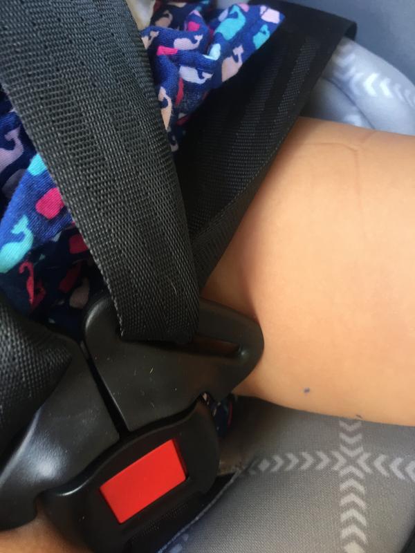 Buckle rubbing inner thigh. Black buckle not silver as stated previously.