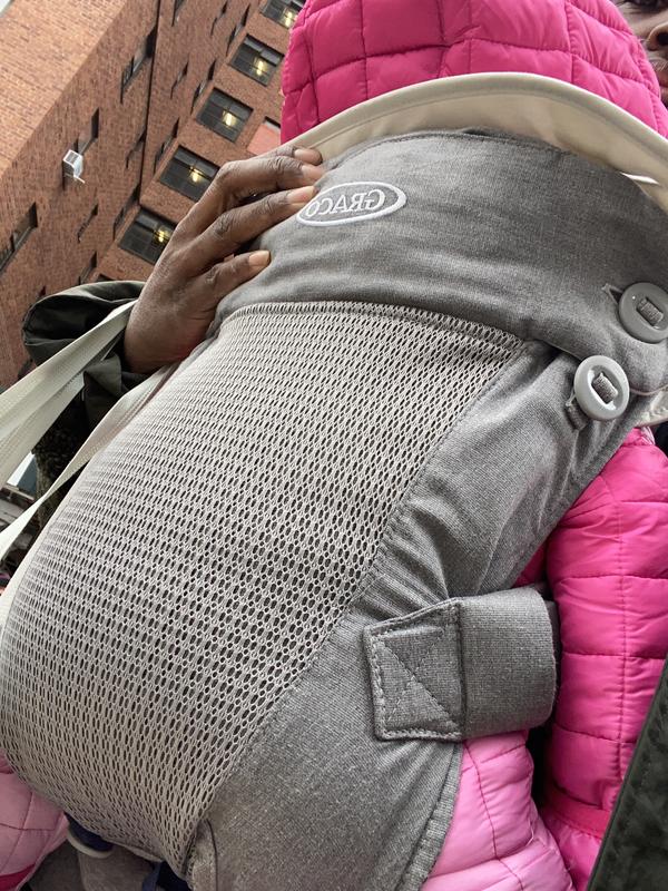 Material feels great. Comfortable for baby. Okay to stand up when no one gives seats up smh. When sitting down take snaps off and baby can explore and talk.