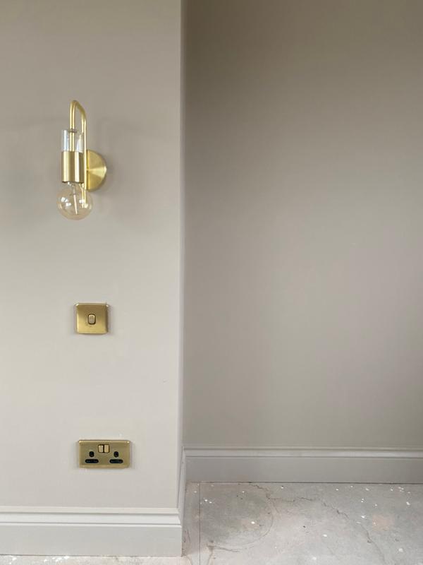 Taupe Twist with Gold fixtures