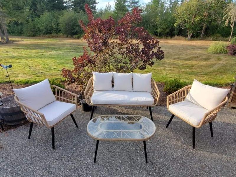 Hermosa 4 piece wicker best sale patio set with cushions