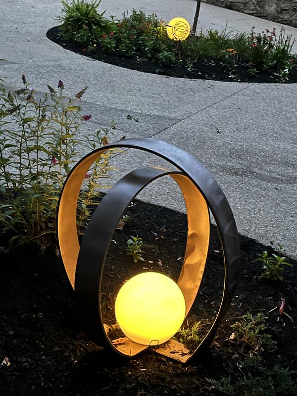 FOCUS Bollard Wood Effect Sphere Globe d25 h 106 Jardin extérieur