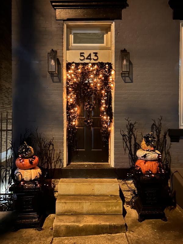 Customer Halloween lighting and garland display