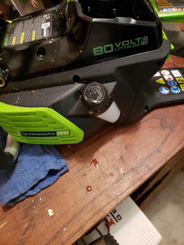 Oil leaking out the cap.