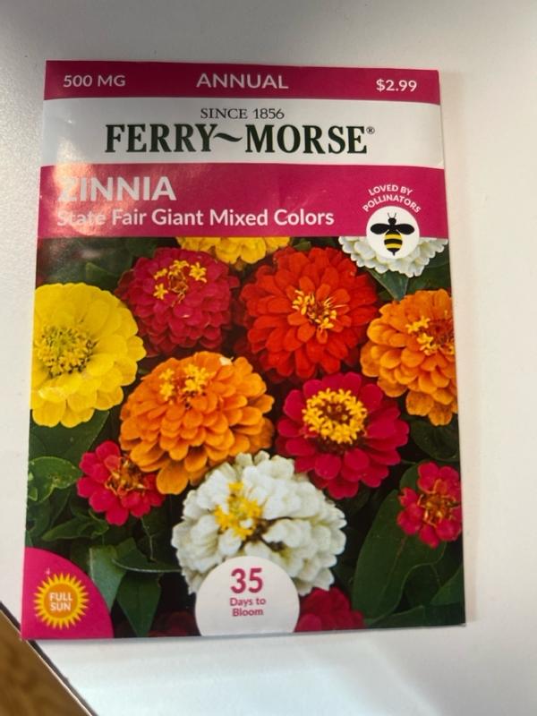 Ferry-Morse Zinnia State Fair Giant Mixed Colors Flower Seeds 2766