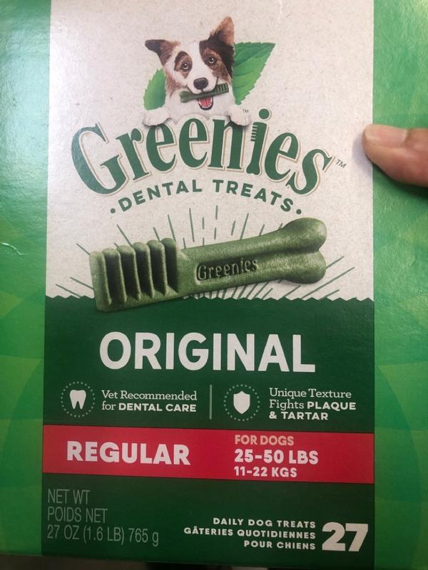 GREENIES Original Regular Natural Dog Dental Care Chews Oral Health Dog Treats 27 oz. Pack 27 Treats